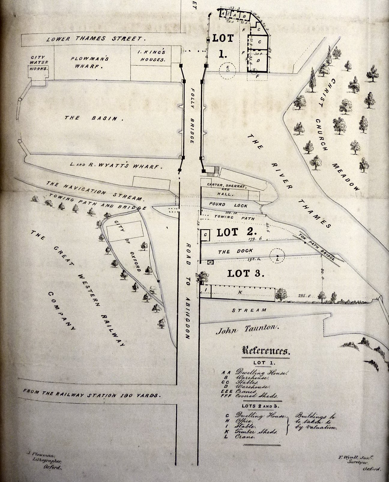 [Auction of wharfs, Folly Bridge, 1844, Bodl GA fol B 71, 132, map]
