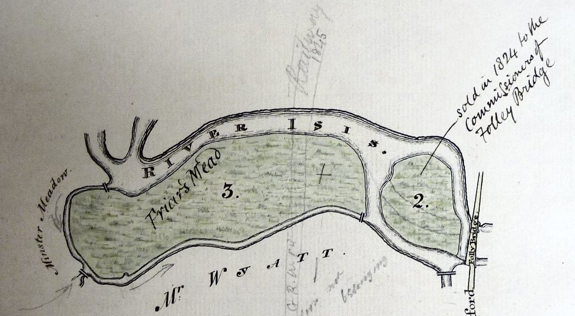 University College archives 1815 maps Folly Bridge, Friar's Mead, Irelands Mead