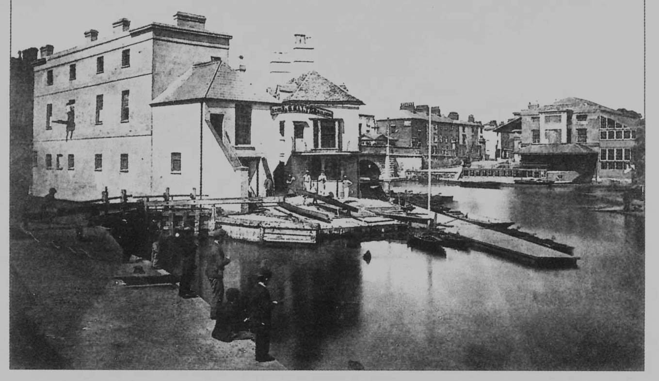 Salters at Folly Bridge c. 1873 showing pound lock